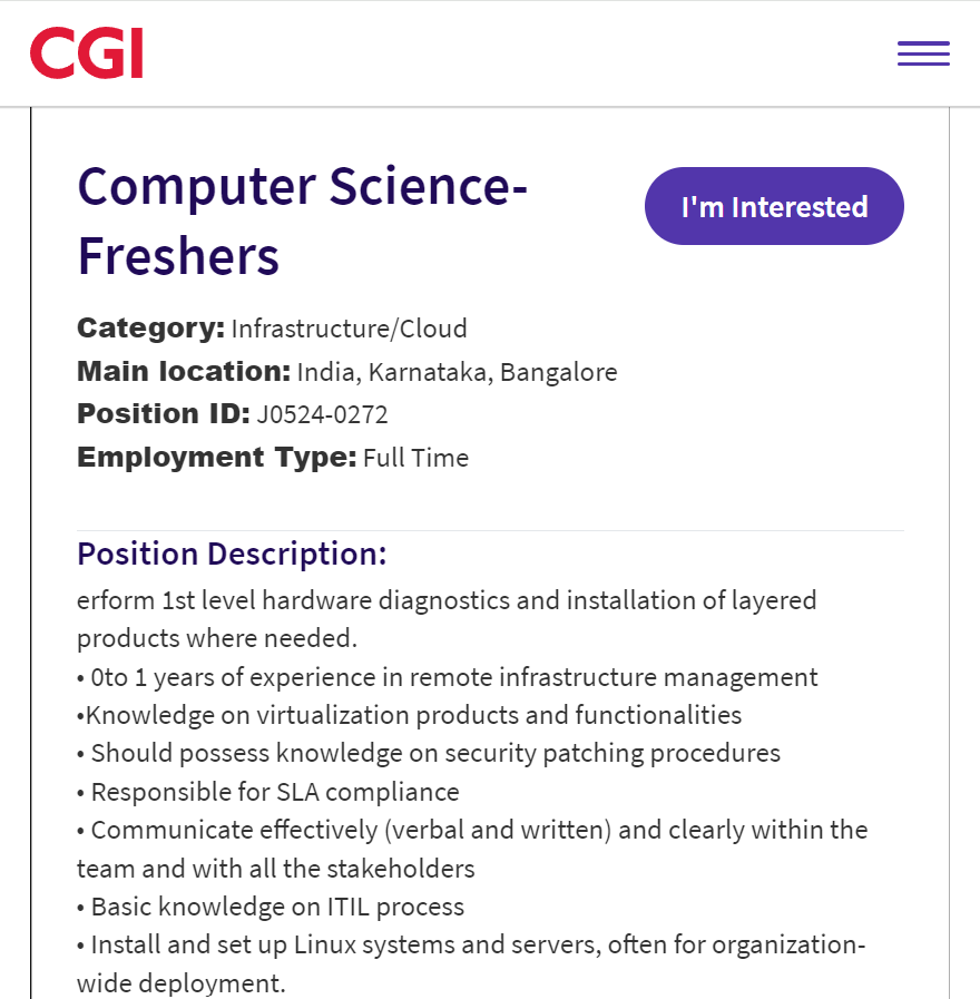 CGI Recruitment 2024 Hiring Software Engineer- Bachelor's Degree