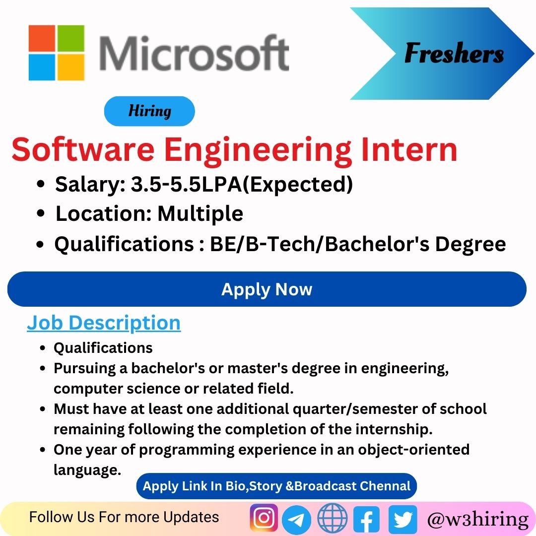 Microsoft Recruitment 2024 Hiring Software Engineer Bachelor's Degree