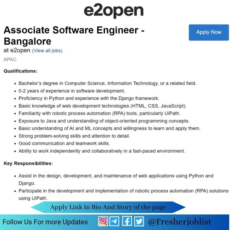 E2open Off Campus Drive 2024 Hiring Associate Software Engineer Bachelors Degree W3hiring 7196