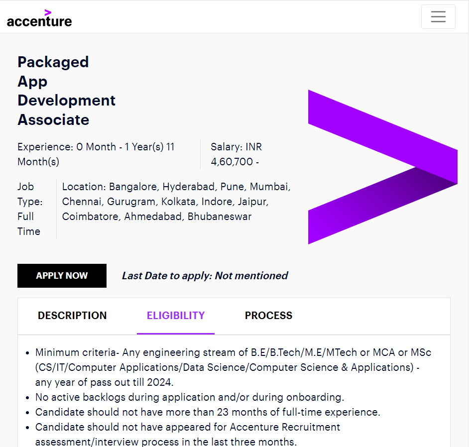 Accenture Mass Hiring For Packaged App Development Associate |B.E/B ...