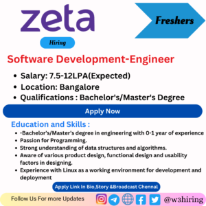 Zeta Off-Campus Drive 2024 Hiring Software Development Engineer
