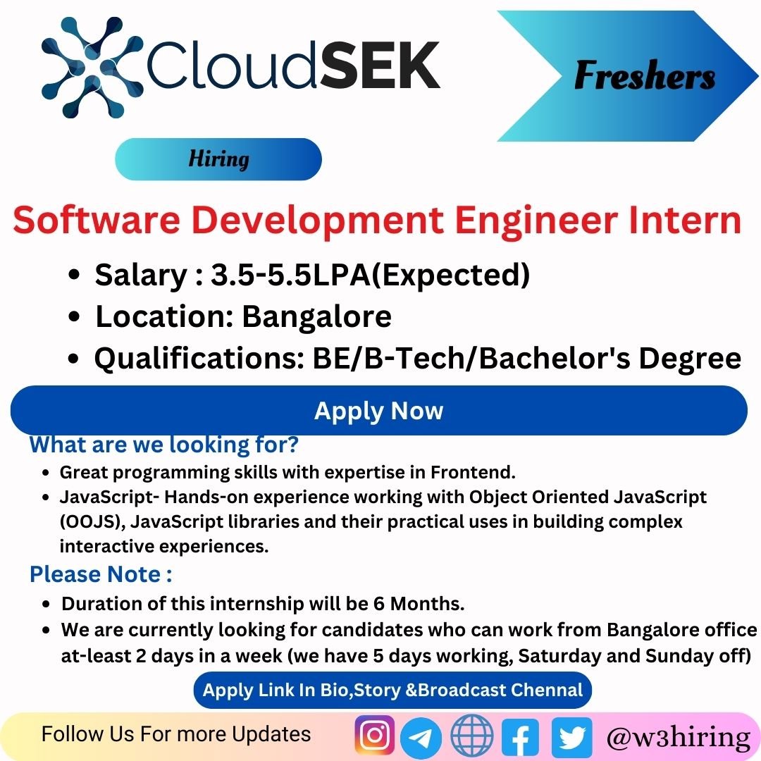 Cloudsek Off-Campus Drive 2024 Hiring SDE Intern
