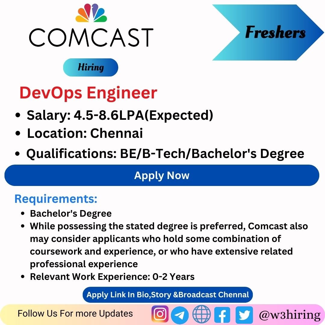 Comcast Recruitment 2024 Hiring DevOps Engineer