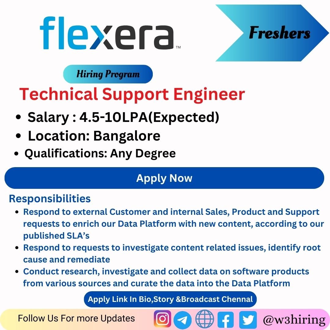 Flexera Recruitment 2024 Hiring Technical Support Engineer - Any Degree