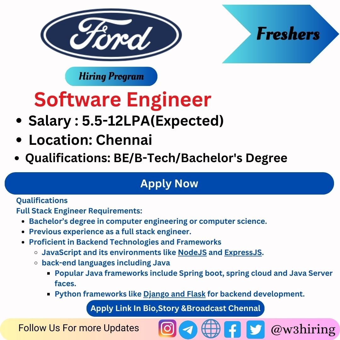 Ford Off-Campus Drive 2024 Hiring Software Engineer- Bachelor's Degree