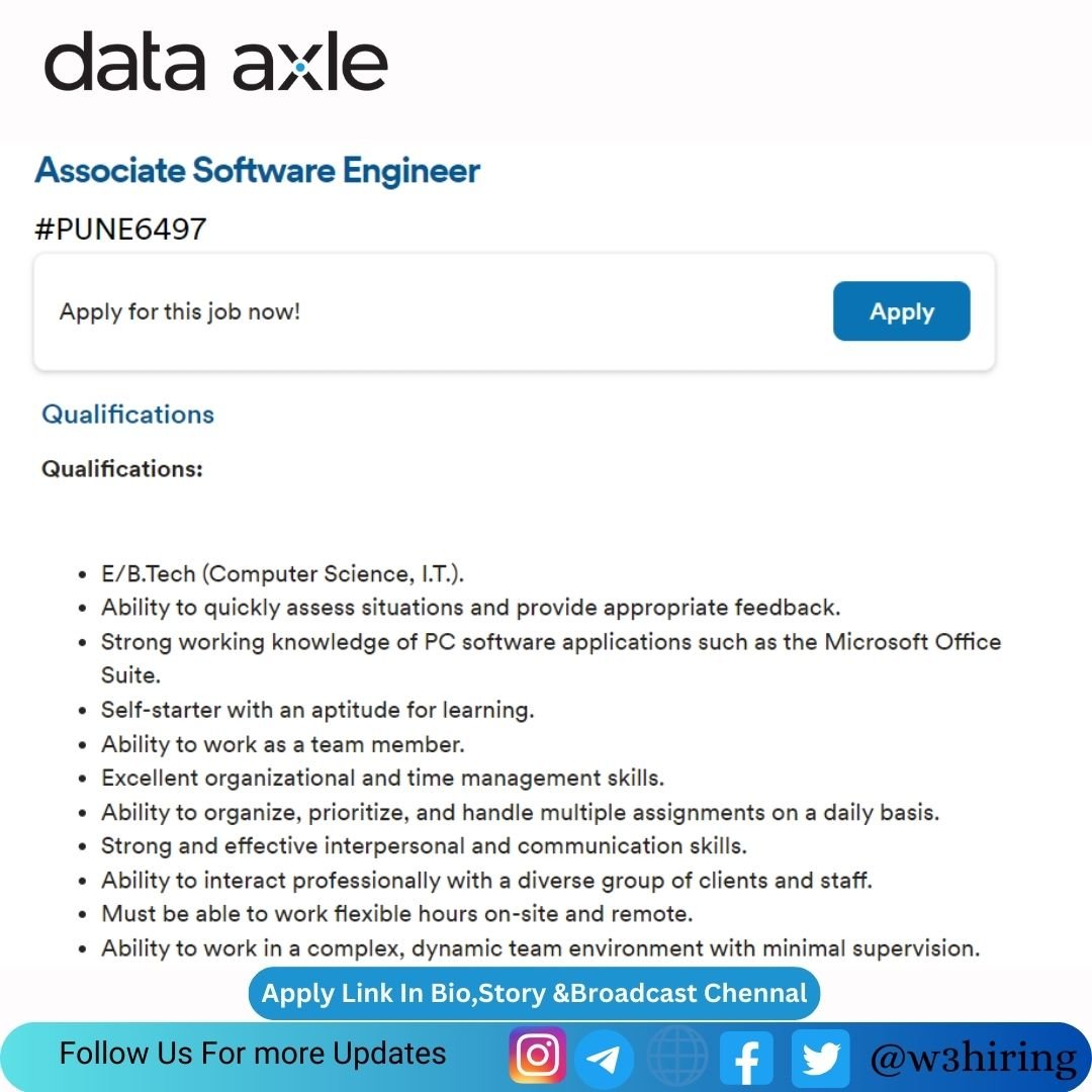 Data Axis Recruitment 2024 Hiring Associate Software Engineer