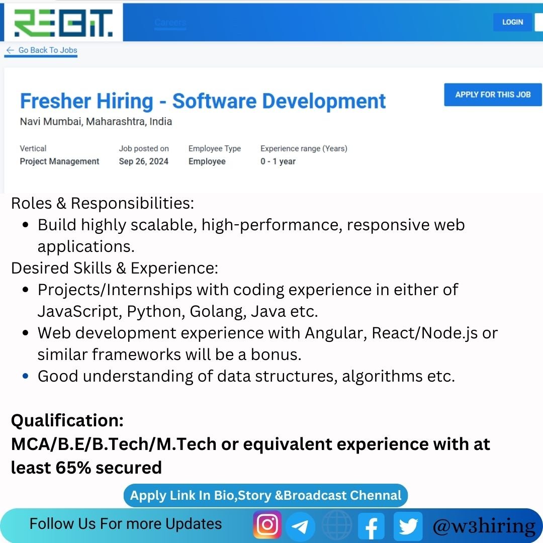 Reserve Bank IT Recruitment 2024 Hiring Software Development Engineer