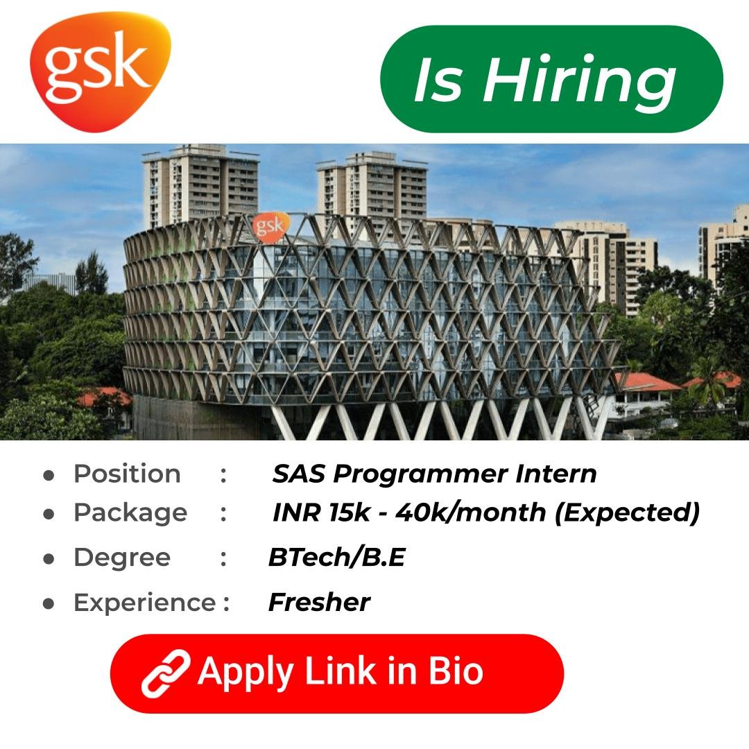 GSK Recruitment 2024 Hiring SAS Programmer Internship
