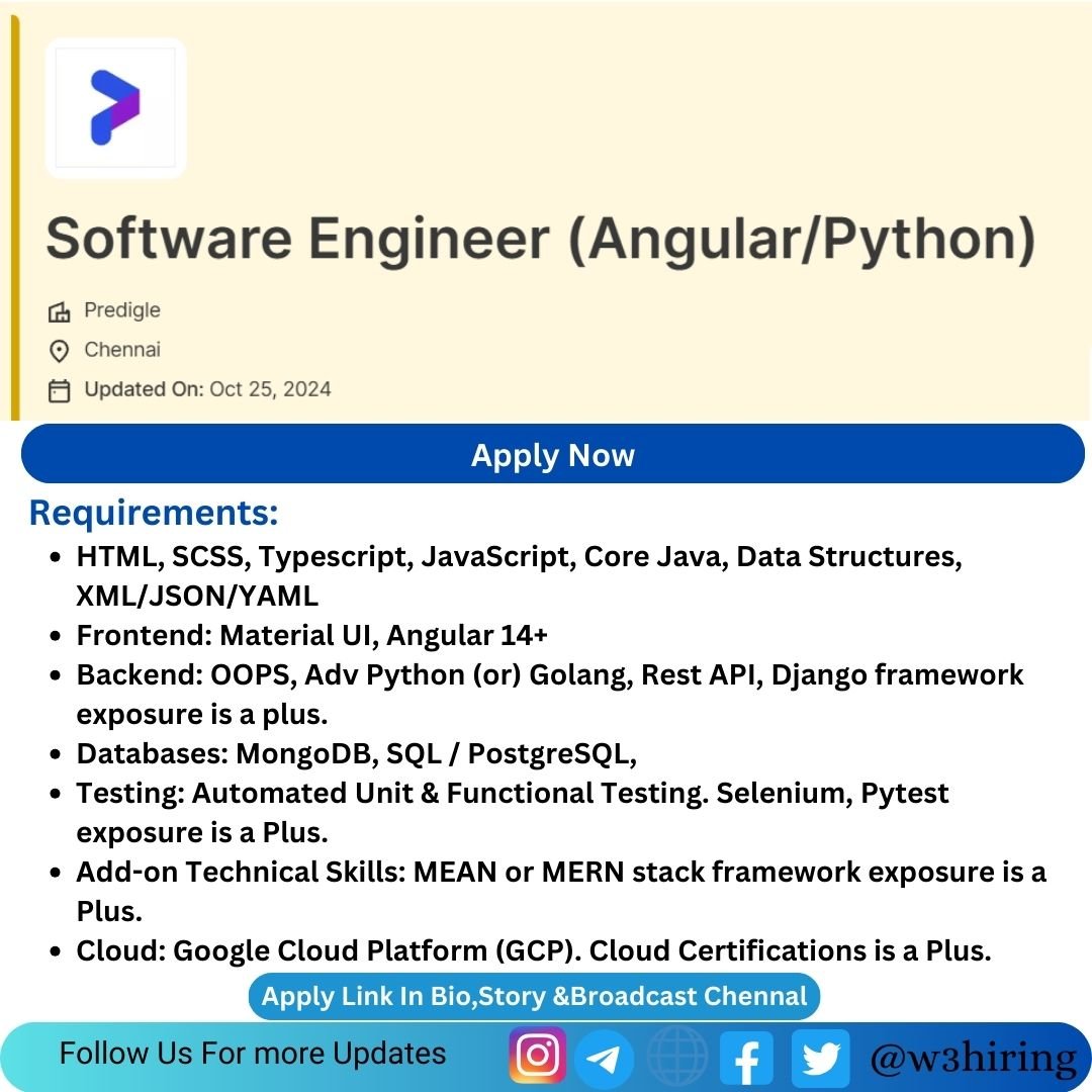 Predigle Recruitment 2024 Hiring Software Engineer Bachelor's Degree