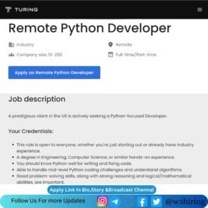 Turing Off-Campus Drive 2024 Hiring Python Developer- Bachelor's Degree
