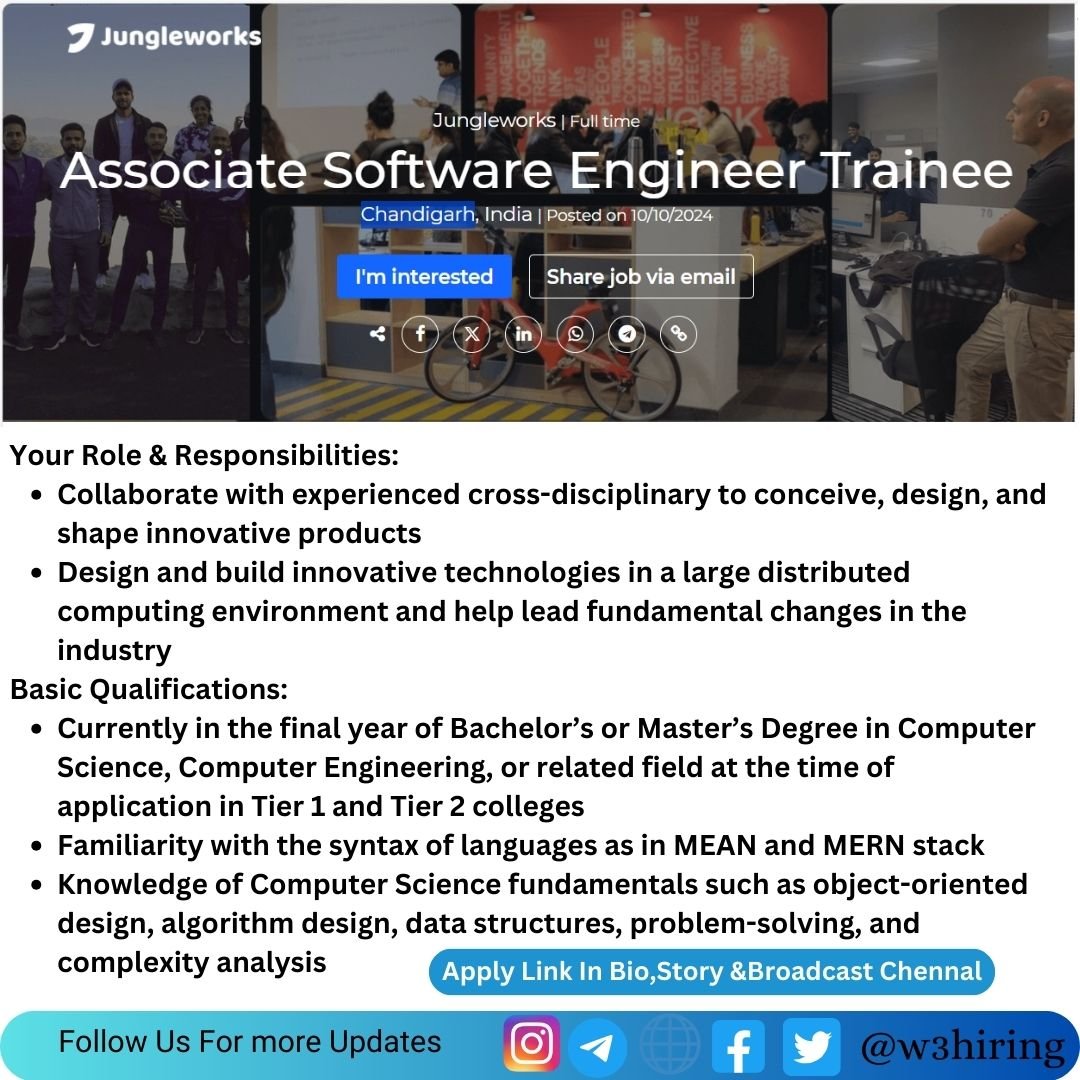 Jungleworks Recruitment 2024 Hiring Associate Software Engineer Trainee- Bachelor's/Master's Degree
