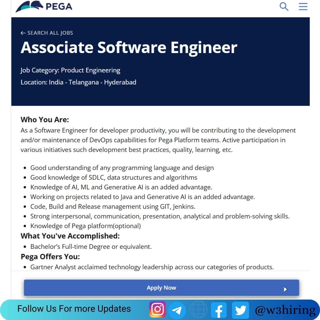 Pegasystems Recruitment 2024 Hiring Associate Software Engineer