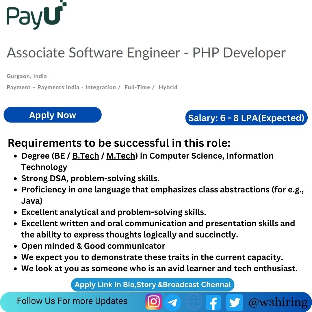 PayU Off-Campus Drive 2024 Hiring Associate Software Engineer- Bachelor's Degree