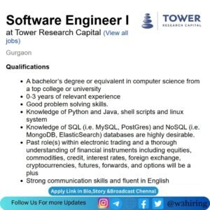 Tower Research Recruitment 2024 Hiring Software Engineer