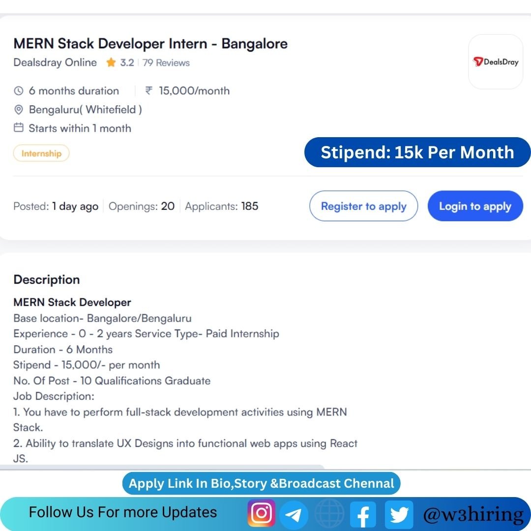 Dealsdray Hiring MERN Stack Developer Intern - Any Graduate Can Apply