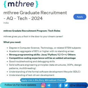 Mthree Mass Hiring 2024