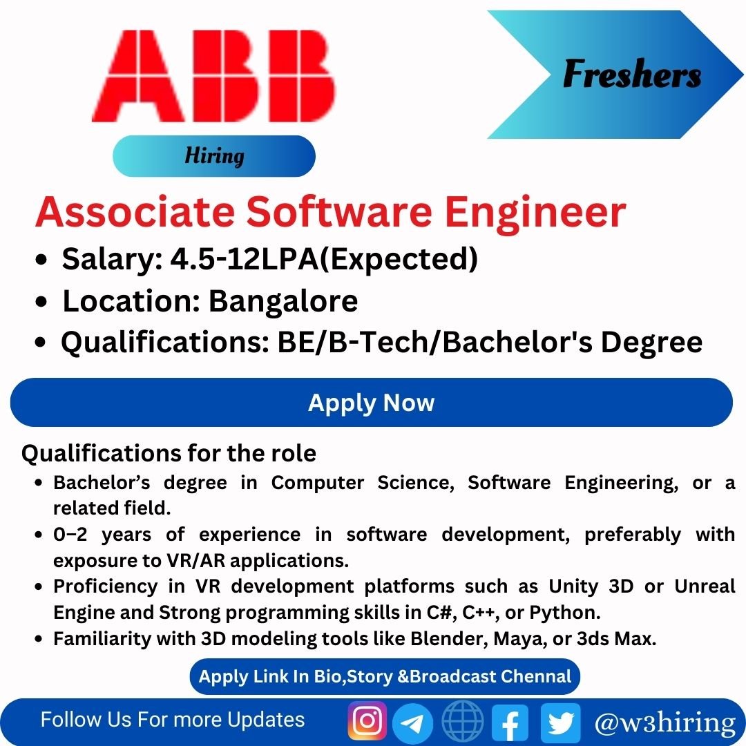 ABB Off-Csampus Drive 2024 Hiring Associate Software Engineer - Bachelor's Degree |Apply Now
