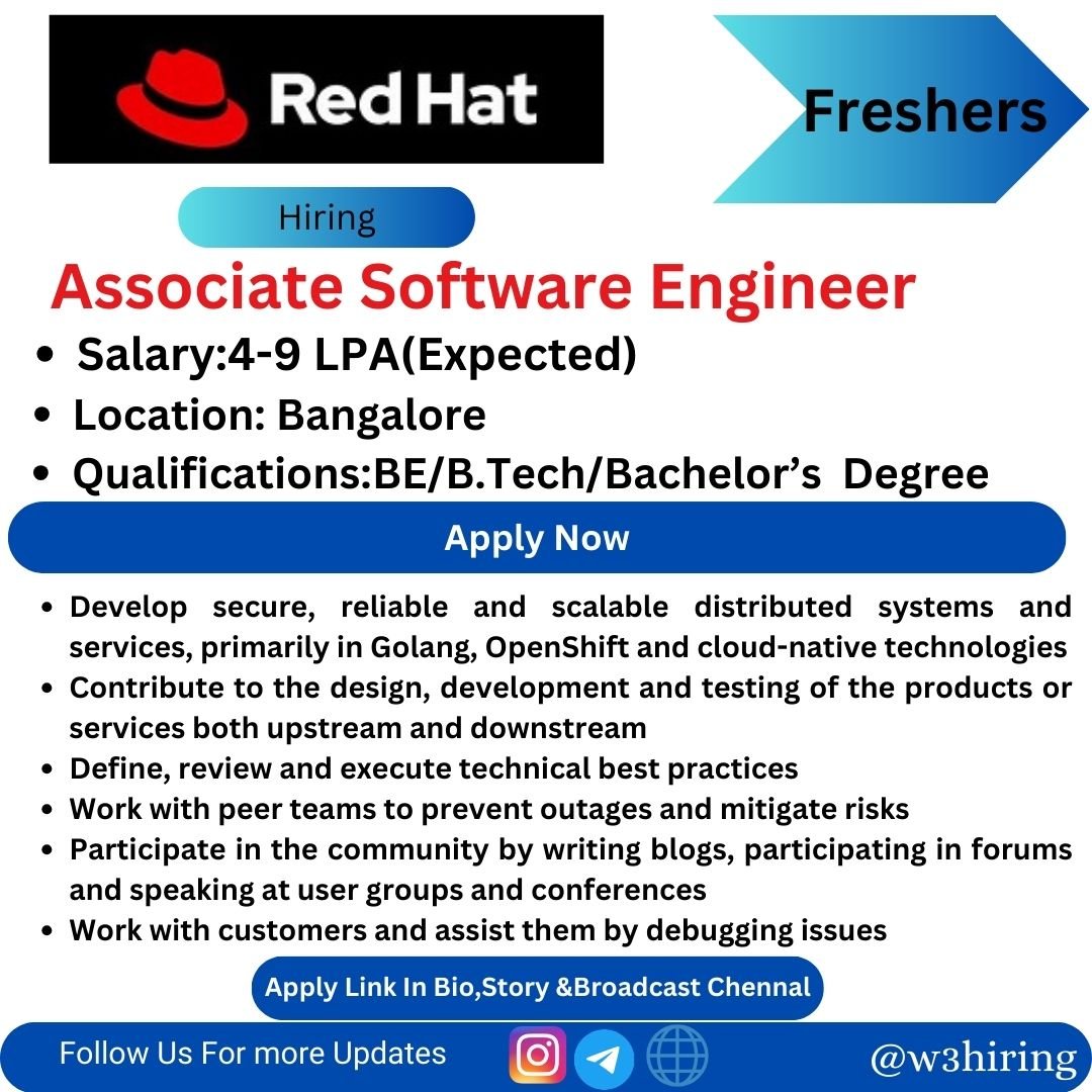 Red Hat Recruitment 2024 Hiring Associate Software Engineer