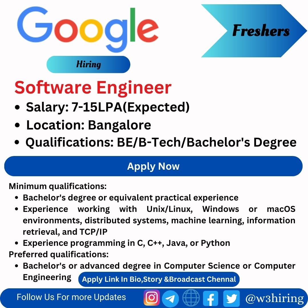 Google Recruitment 2024 Hiring Software Engineer