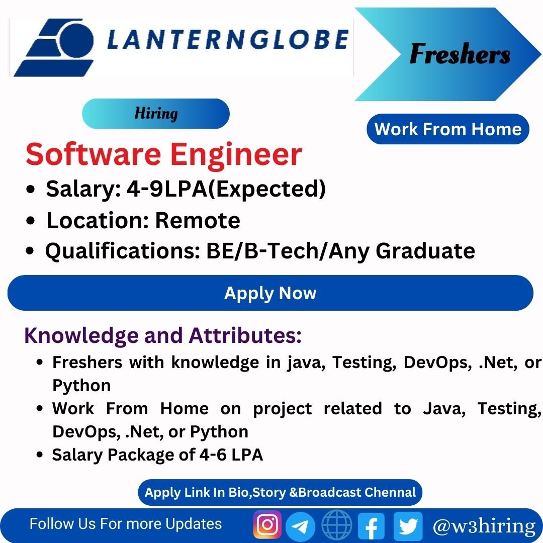 Lantern Globe Recruitment 2024 Hiring Software Engineer- Any Graduate |Apply Now