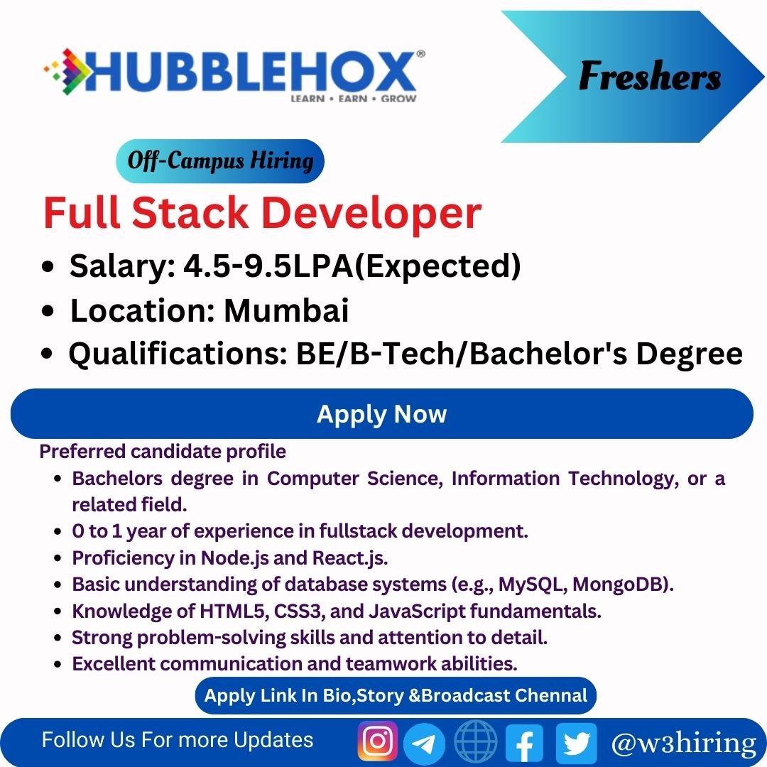 Hubblehox Technologies Recruitment 2024