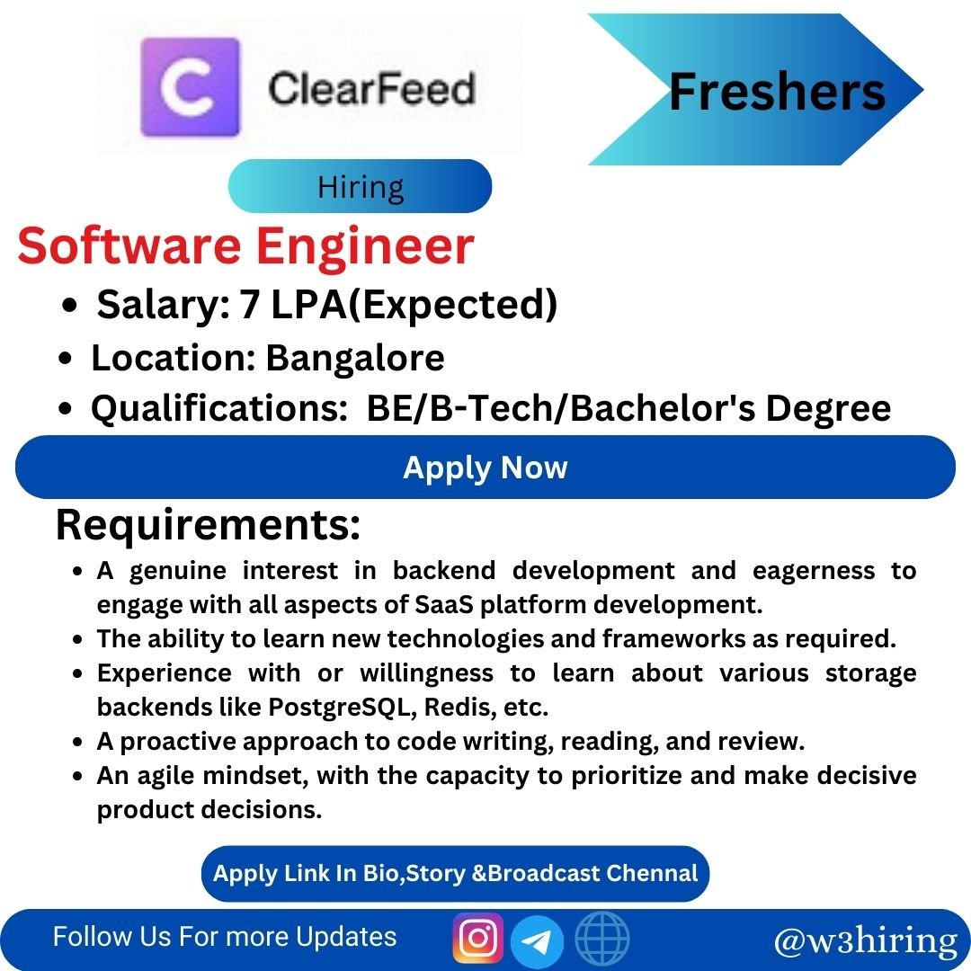 ClearFeed Recruitment 2024 Hiring Software Engineer