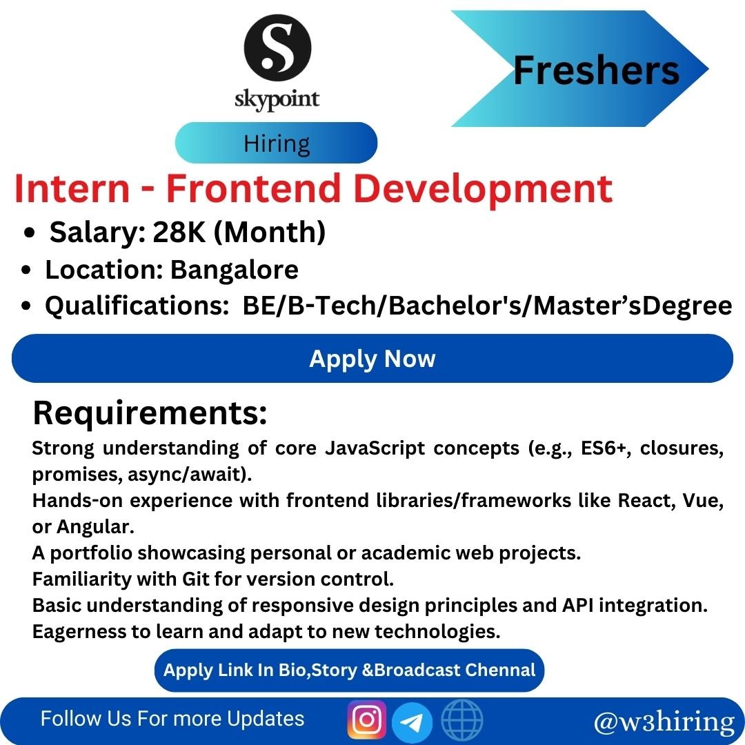 Skypoint Recruitment 2024 Hiring Intern - Frontend Development