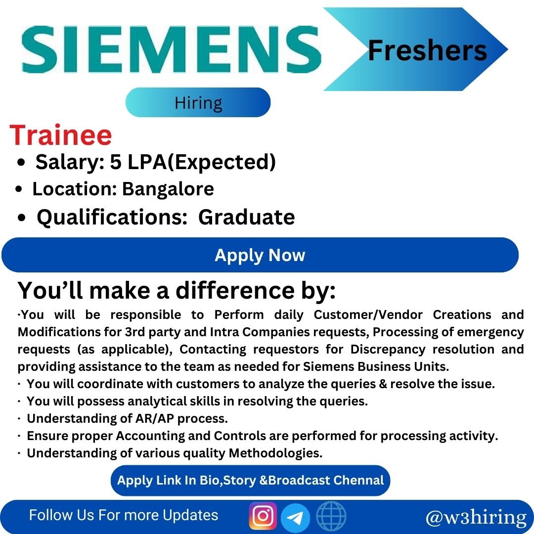 Siemens Recruitment 2024 Hiring Trainee