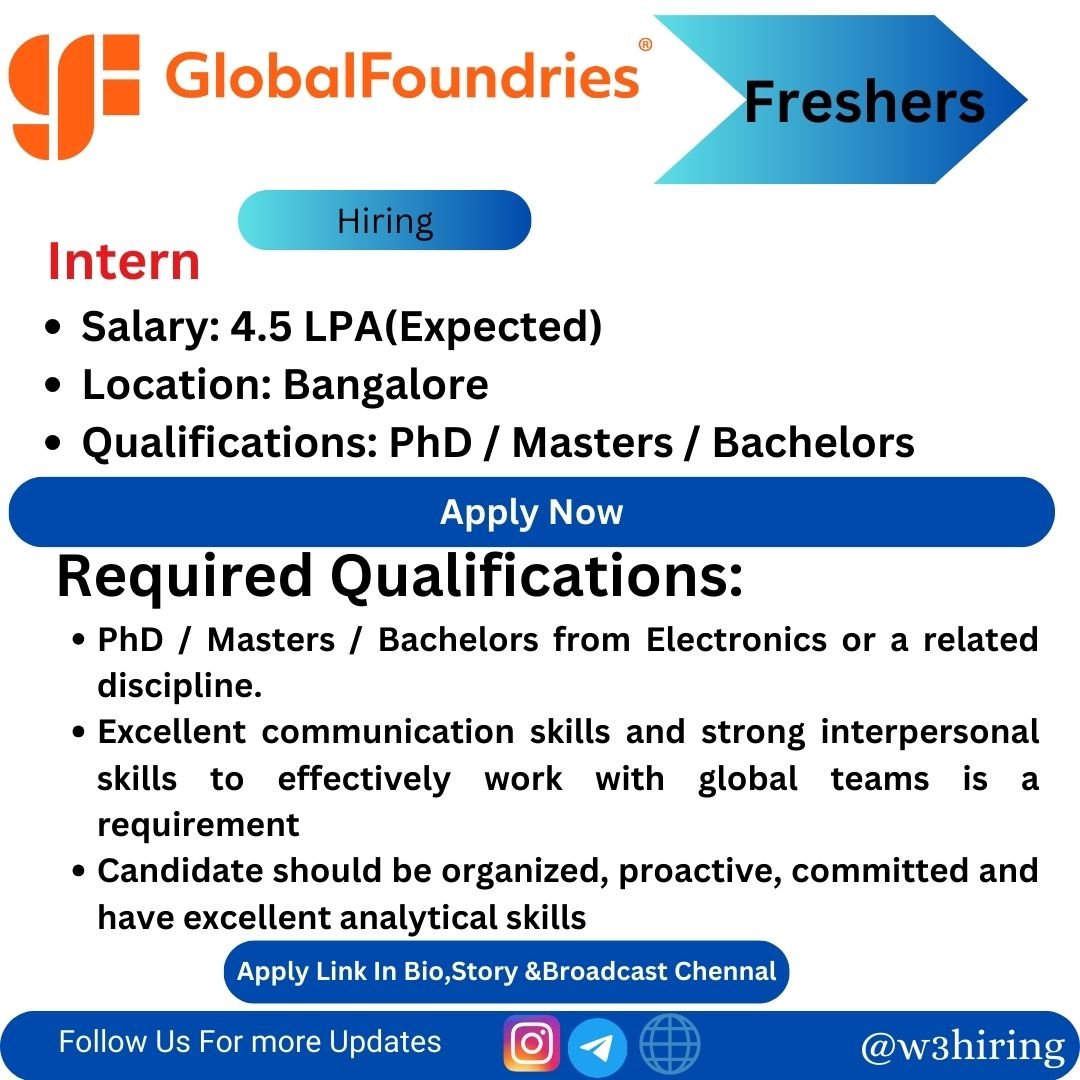 GlobalFoundries Recruitment 2024 Hiring Intern