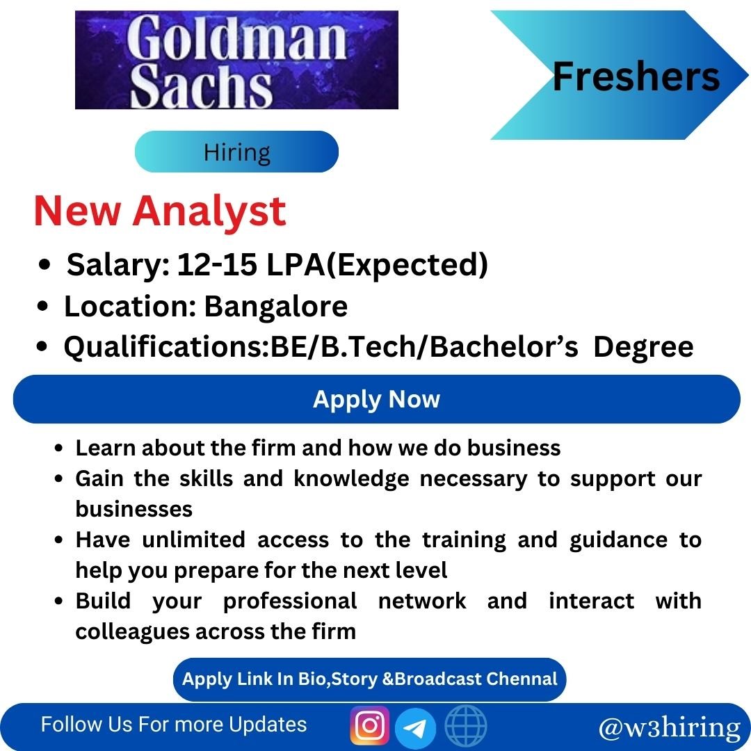 Goldman Sachs Recruitment 2024 Hiring New Analyst