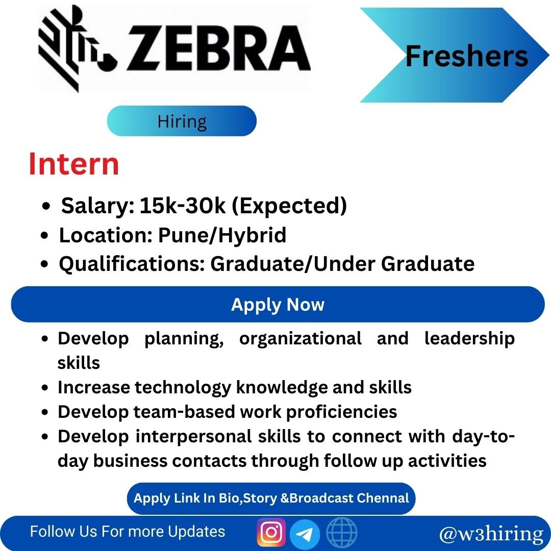 Zebra Recruitment 2024 Hiring Intern