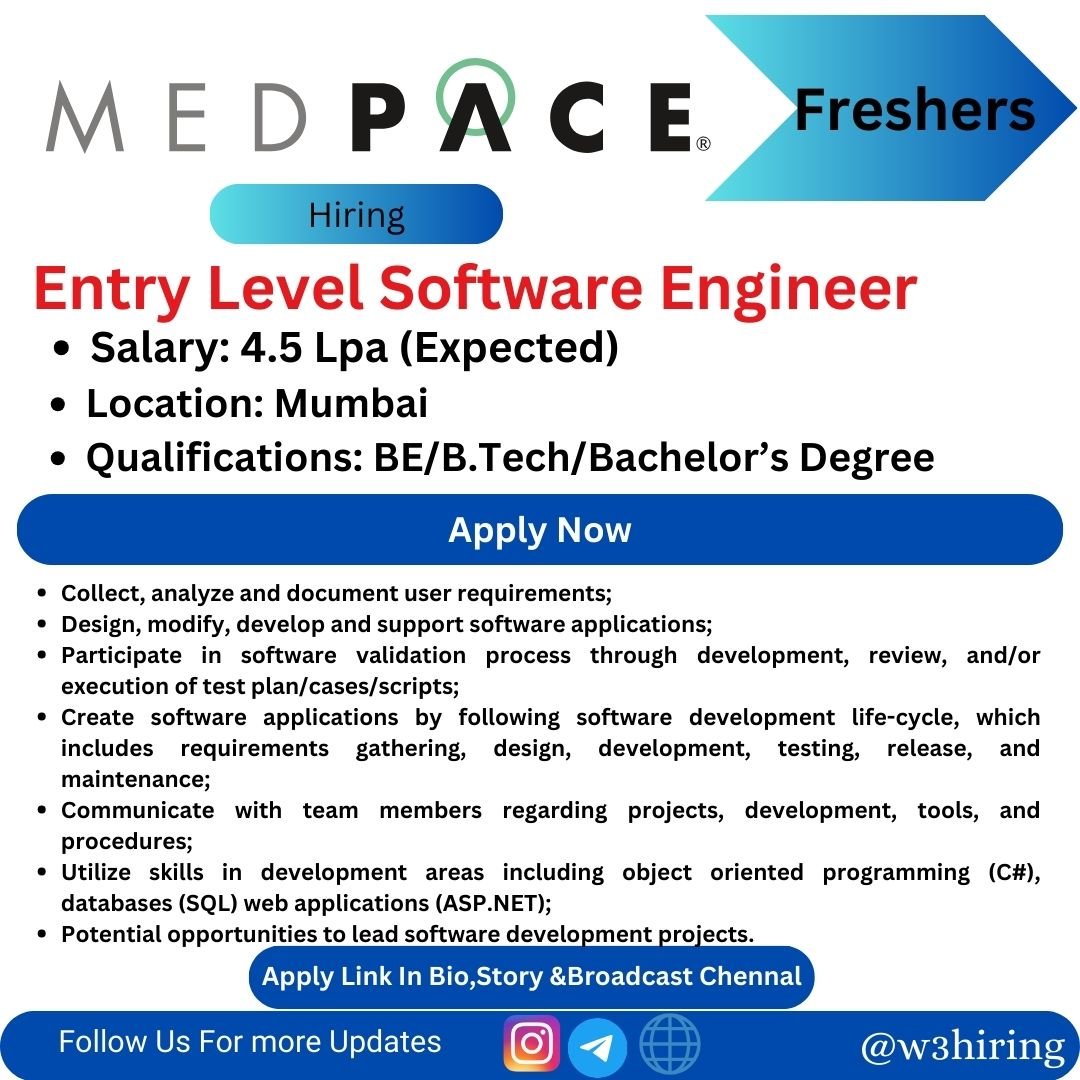 Medpace Recruitment 2024 Hiring Entry Level Software Engineer