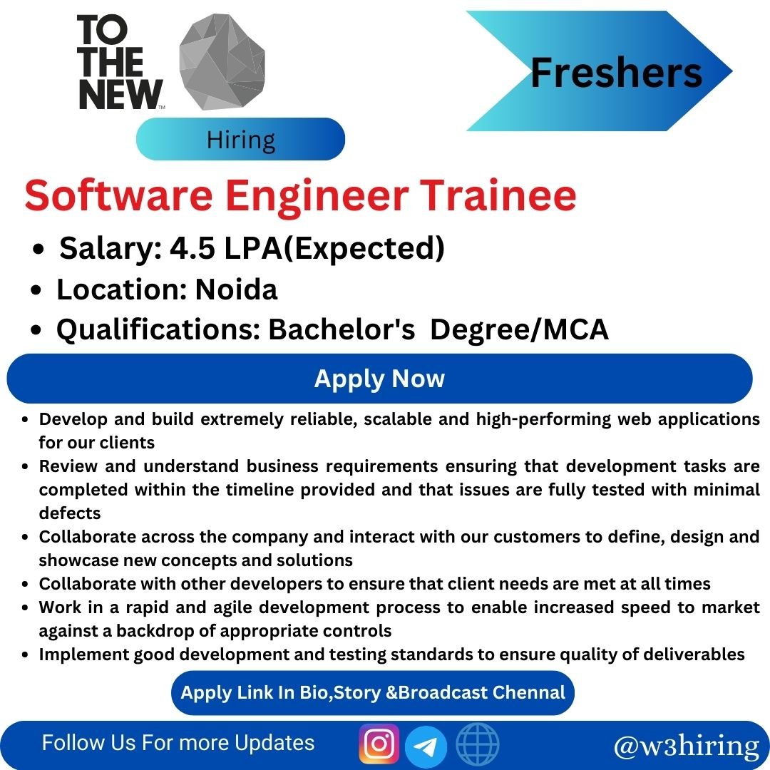 TO THE NEW Recruitment 2024 Hiring Software Engineer Trainee
