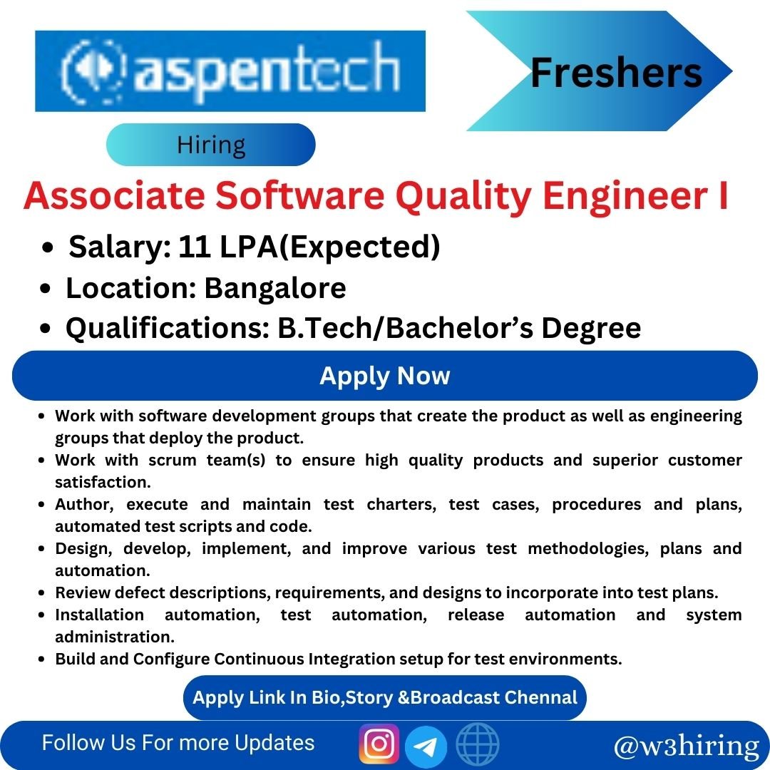 AspenTech Recruitment 2024 Hiring Associate Software Quality Engineer I