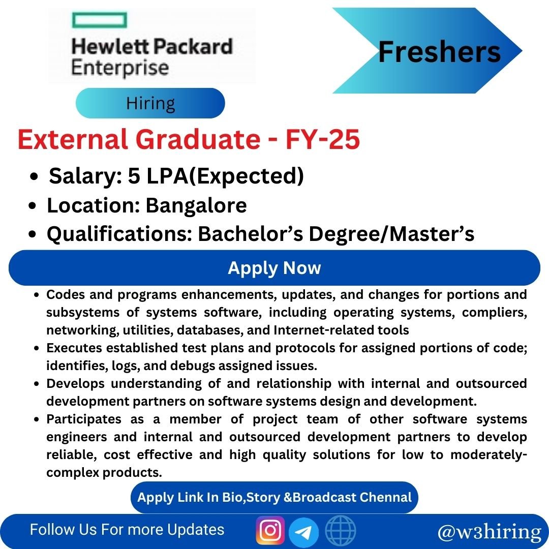 Hewlett Packard Enterprise Recruitment 2024 Hiring External Graduate - FY-25