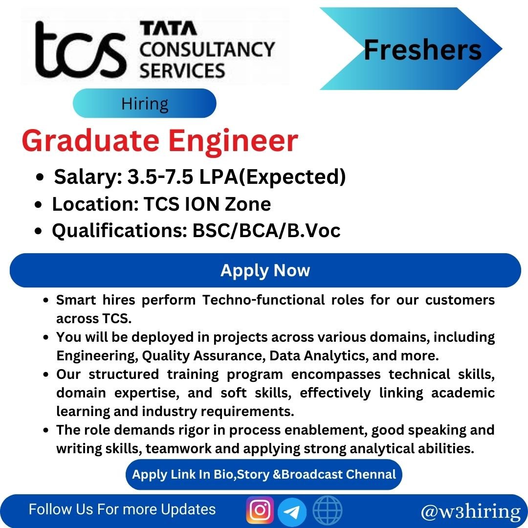 TCS Recruitment 2025 Hiring TCS B.Sc Ignite and Smart