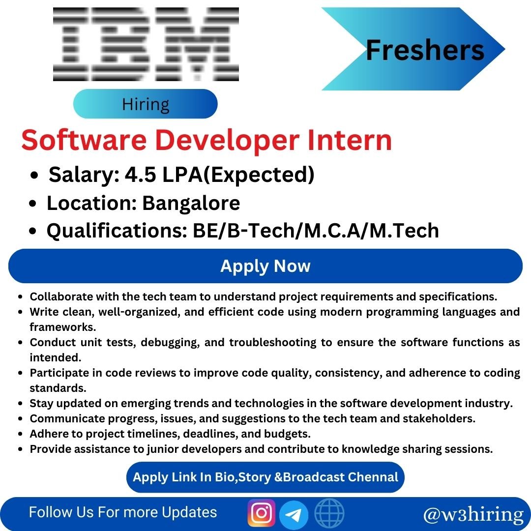 IBM Recruitment 2024 Hiring Software Developer Intern