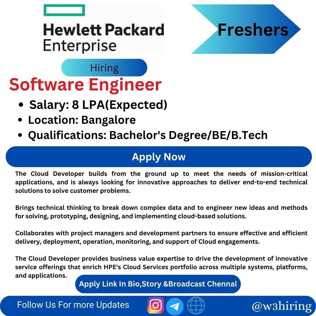 Hewlett Packard Enterprise Recruitment 2024 Hiring Software Engineer