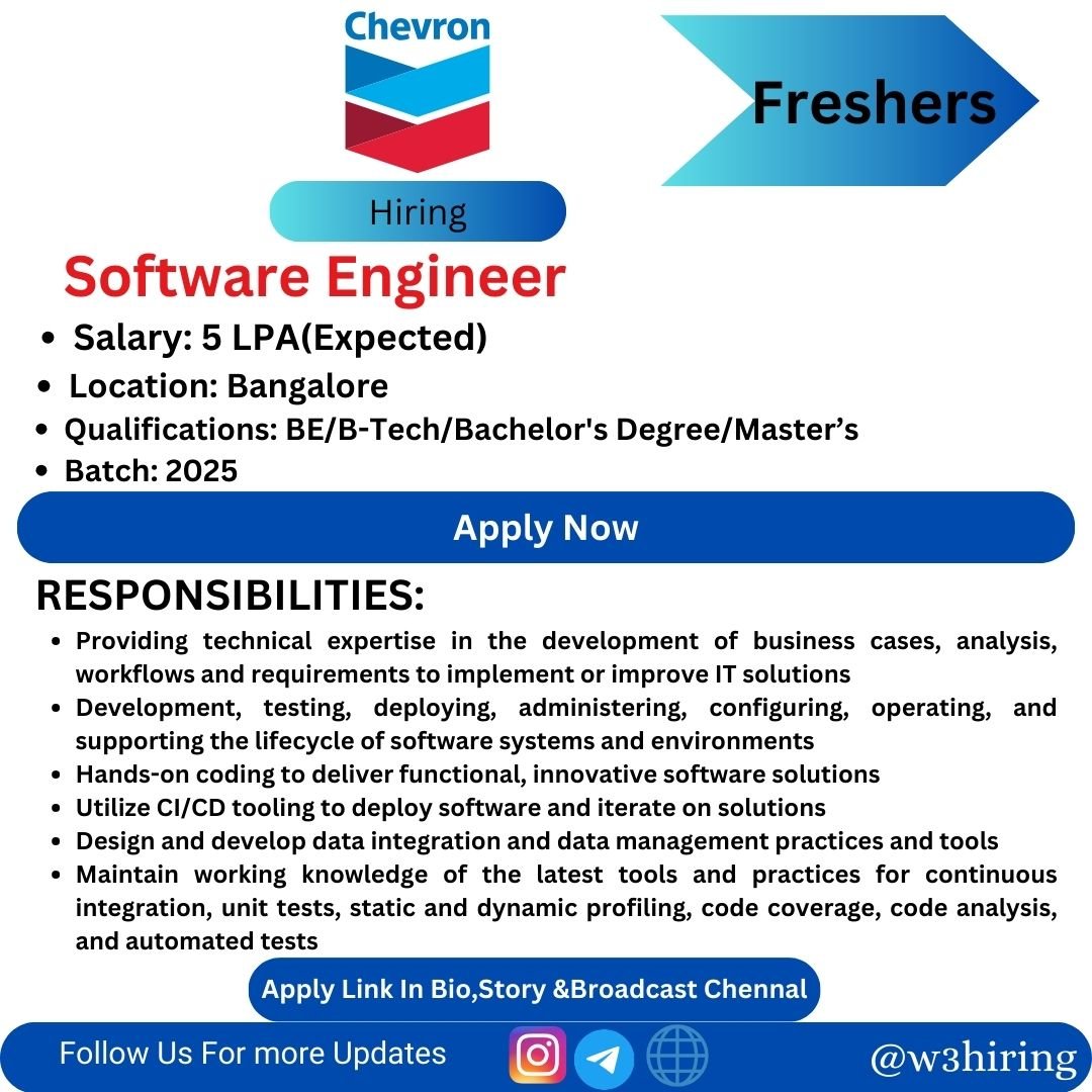 chevron Recruitment 2024 Hiring Software Engineer