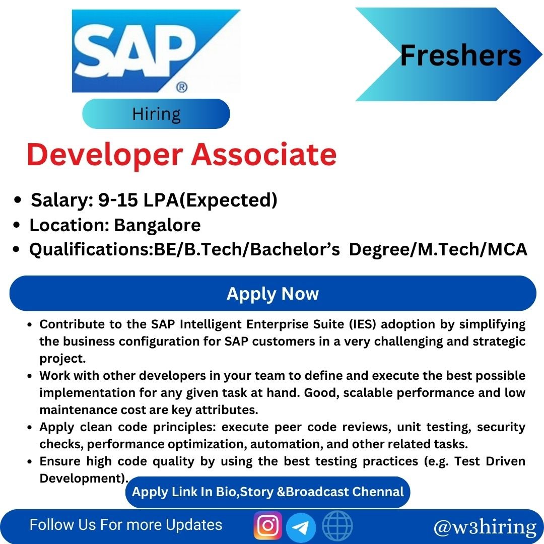 SAP Recruitment 2024 Hiring Developer Associate