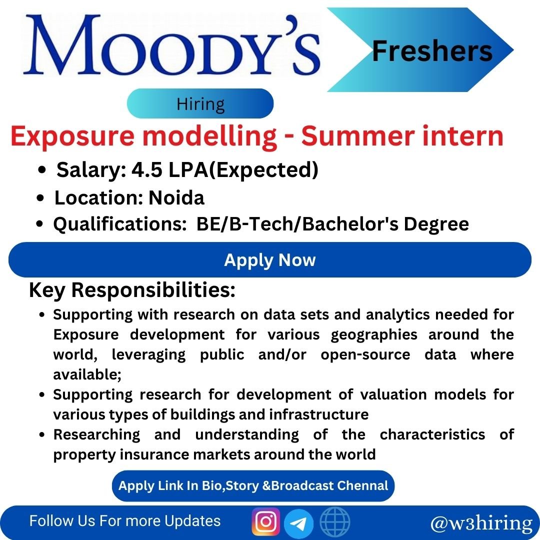 Moody's Recruitment 2024 Hiring Exposure modelling - Summer intern
