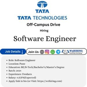 Tata Technologies Recruitment 2025 Hiring Software Engineer