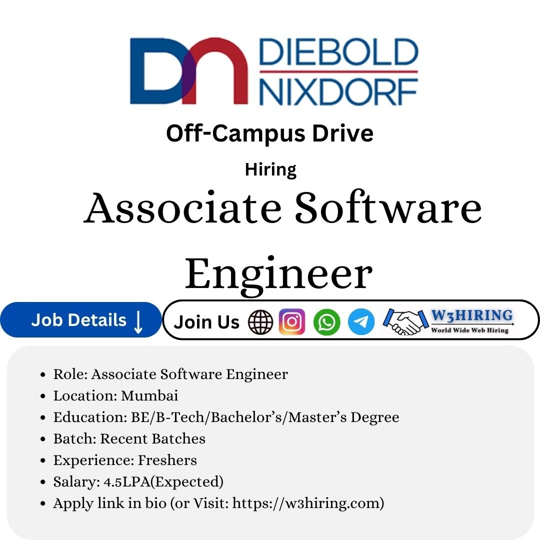 Diebold Nixdorf Recruitment 2025 Hiring Associate Software Engineer - Bachelor's/Master's Degree |Apply Now