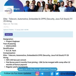 Wipro Recruitment 2025 Hiring Project Engineer- BE/B-Tech |Apply Now