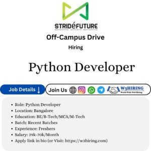 Stridefuture Technologies Recruitment 2025 Hiring Python Developer
