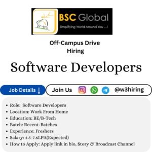 BSC Global Bulk Hiring 2025 For Software Developers
