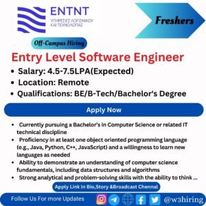 ENTNT Remote Job 2025 Hiring Entry Level Software Engineer