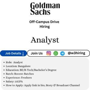 Goldman Sachs Recruitment 2025 Hiring Analyst- Bachelor's Degree |Apply Now